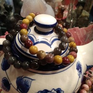 Mookite and smokey quartz bracelets
